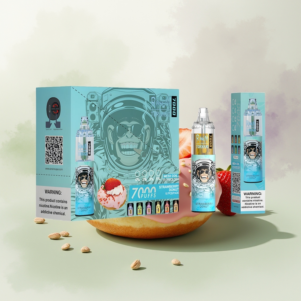 Wholesale Pakistan RandM Fumot Tornado 7000 Puffs Disposable Vape Strawberry Donut 0%,2%,3%,5% Nicotine Contain
