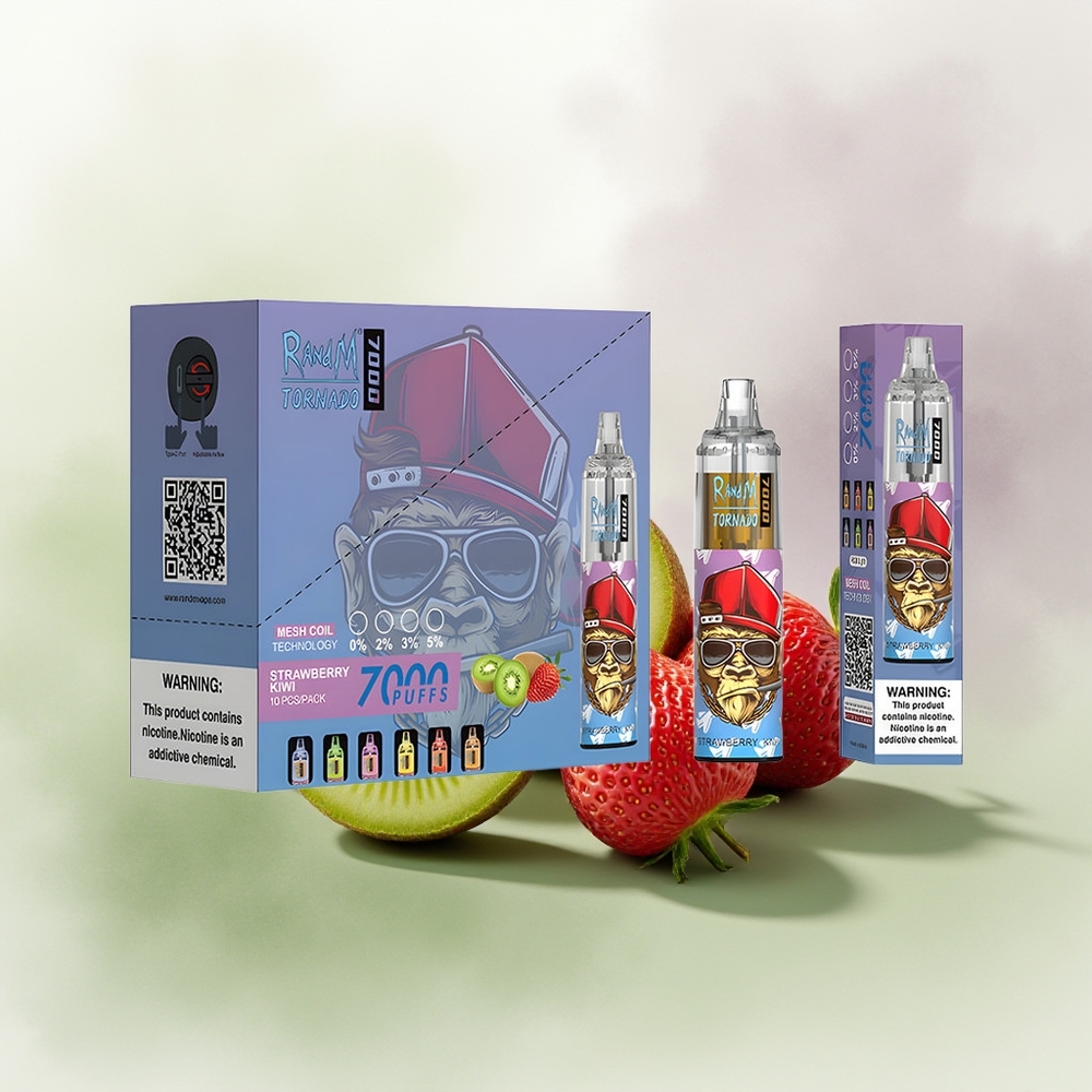 Wholesale Pakistan RandM Fumot Tornado 7000 Puffs Disposable Vape Strawberry Kiwi 0%,2%,3%,5% Nicotine Contain