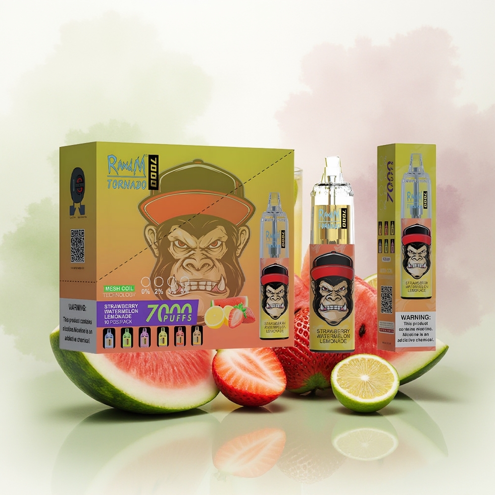 Wholesale Pakistan RandM Fumot Tornado 7000 Puffs Disposable Vape Strawberry Watermelon Lemonade 0%,2%,3%,5% Nicotine Contain