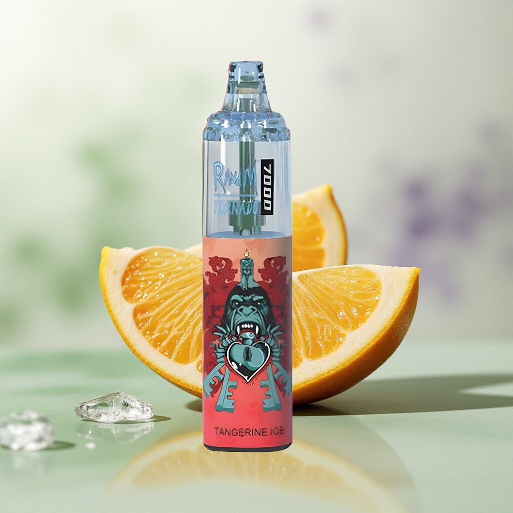 Wholesale Pakistan RandM Fumot Tornado 7000 Puffs Disposable Vape Tangerine Ice 0%,2%,3%,5% Nicotine Contain