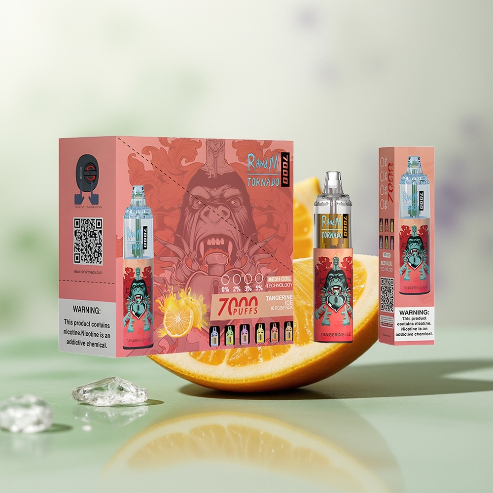 Wholesale Pakistan RandM Fumot Tornado 7000 Puffs Disposable Vape Tangerine Ice 0%,2%,3%,5% Nicotine Contain