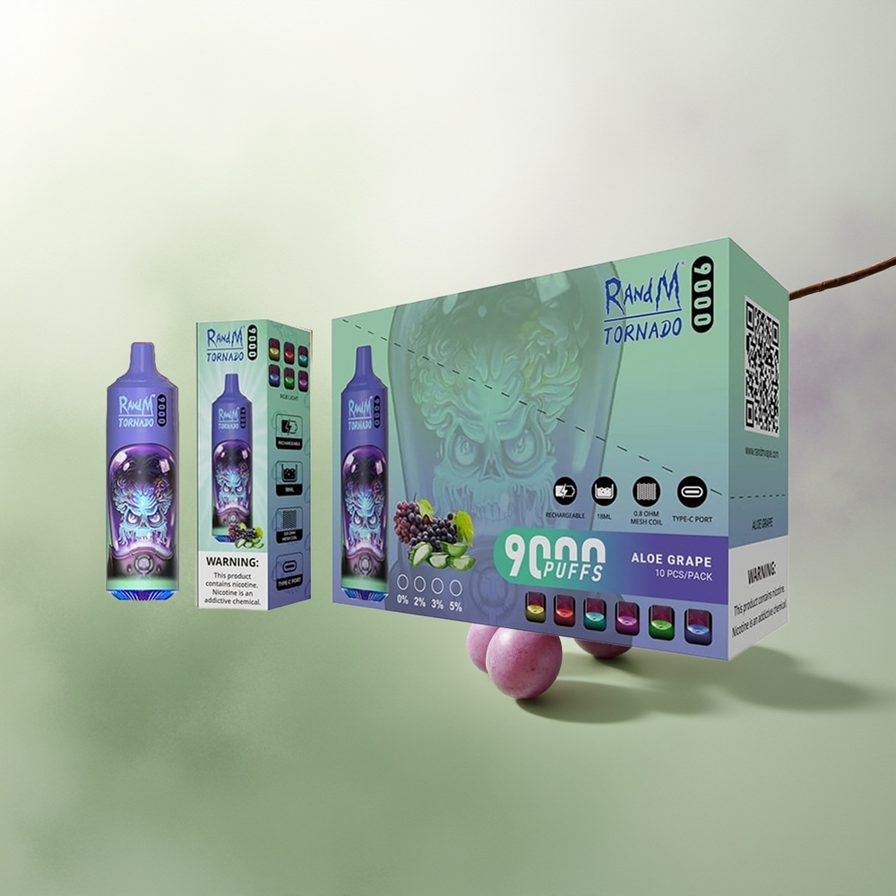 Wholesale Pakistan RandM Fumot Tornado 9000 Puffs Disposable Vape Aloe Grape