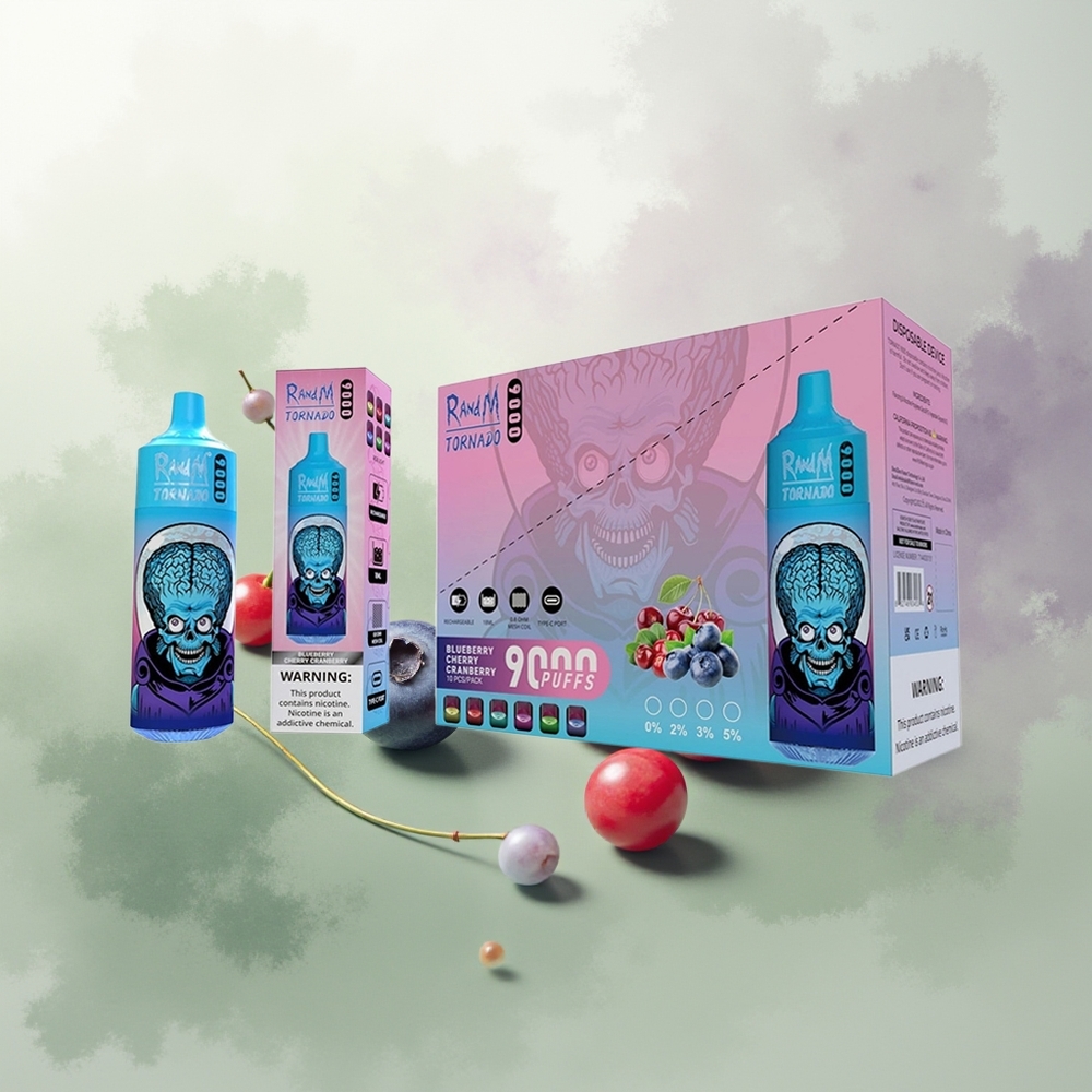 Wholesale Pakistan RandM Fumot Tornado 9000 Puffs Disposable Vape Blueberry Cherry Cranberry