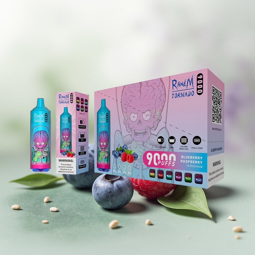 Wholesale Pakistan RandM Fumot Tornado 9000 Puffs Disposable Vape Blueberry Raspberry