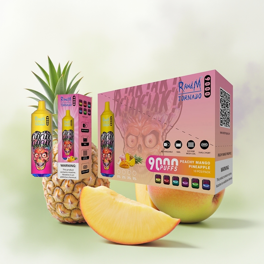 Wholesale Pakistan RandM Fumot Tornado 9000 Puffs Disposable Vape Peachy Mango Pineapple