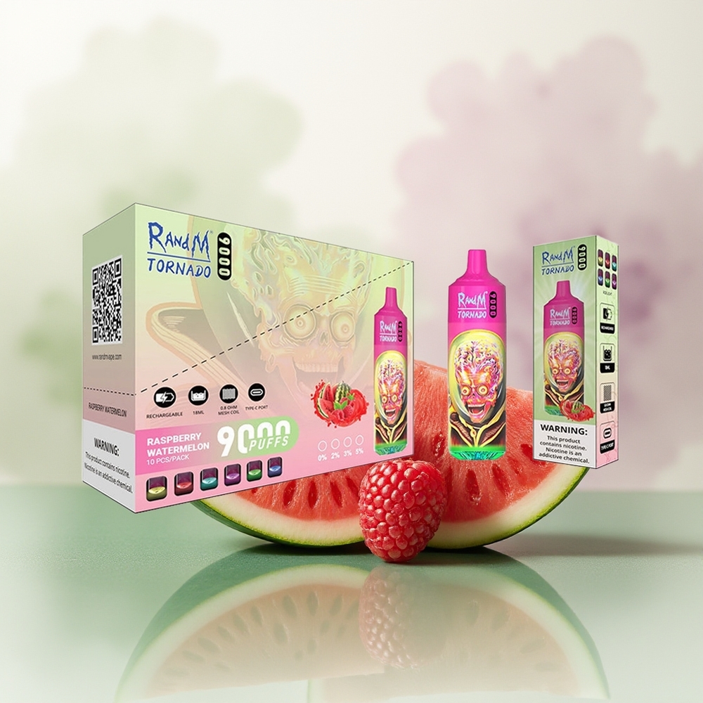 Wholesale Pakistan RandM Fumot Tornado 9000 Puffs Disposable Vape Raspberry Watermelon