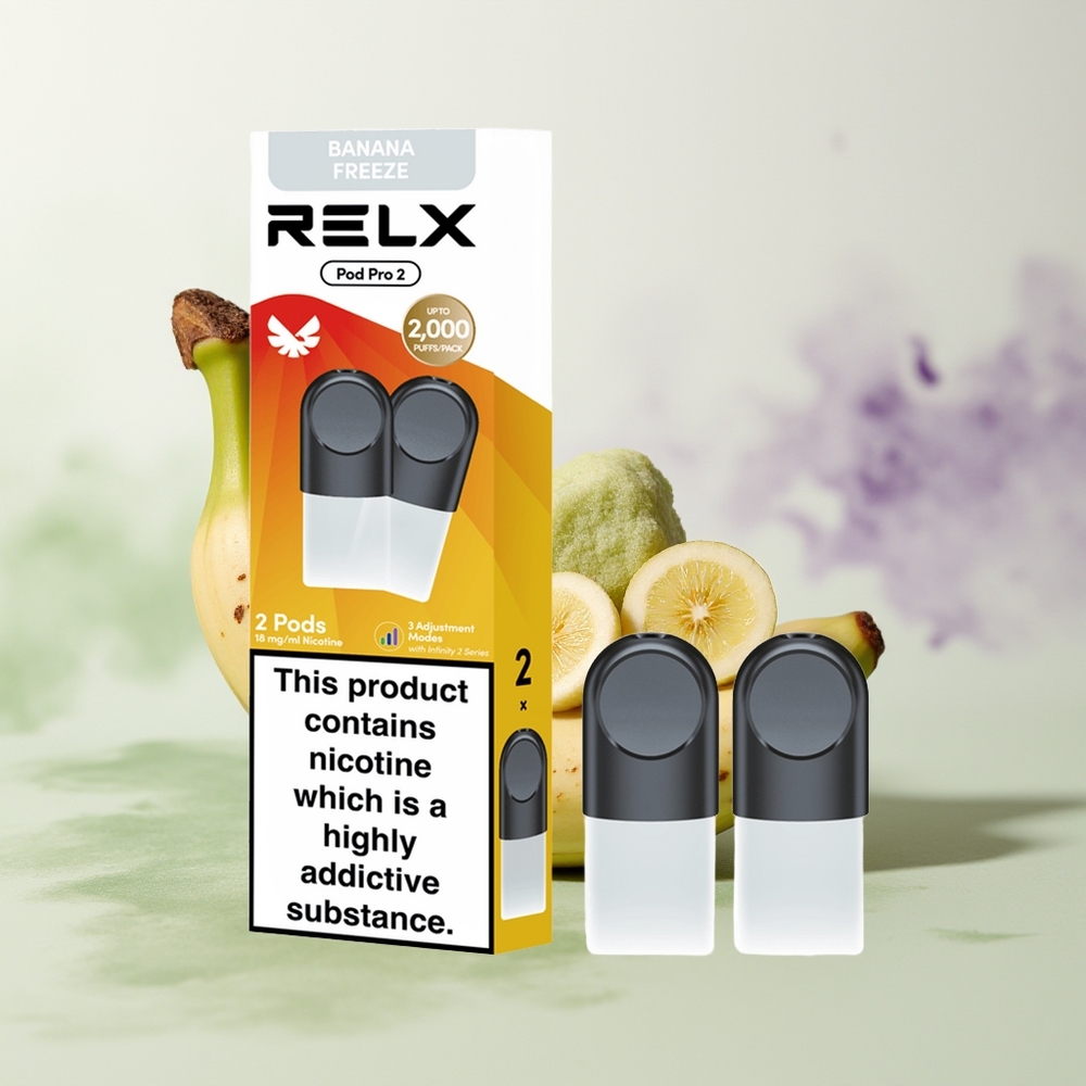 Wholesale Pakistan Relx Pod Pro 2 Vape Device Dessert-Banana Freeze 18mg/ml Nicotine Contain