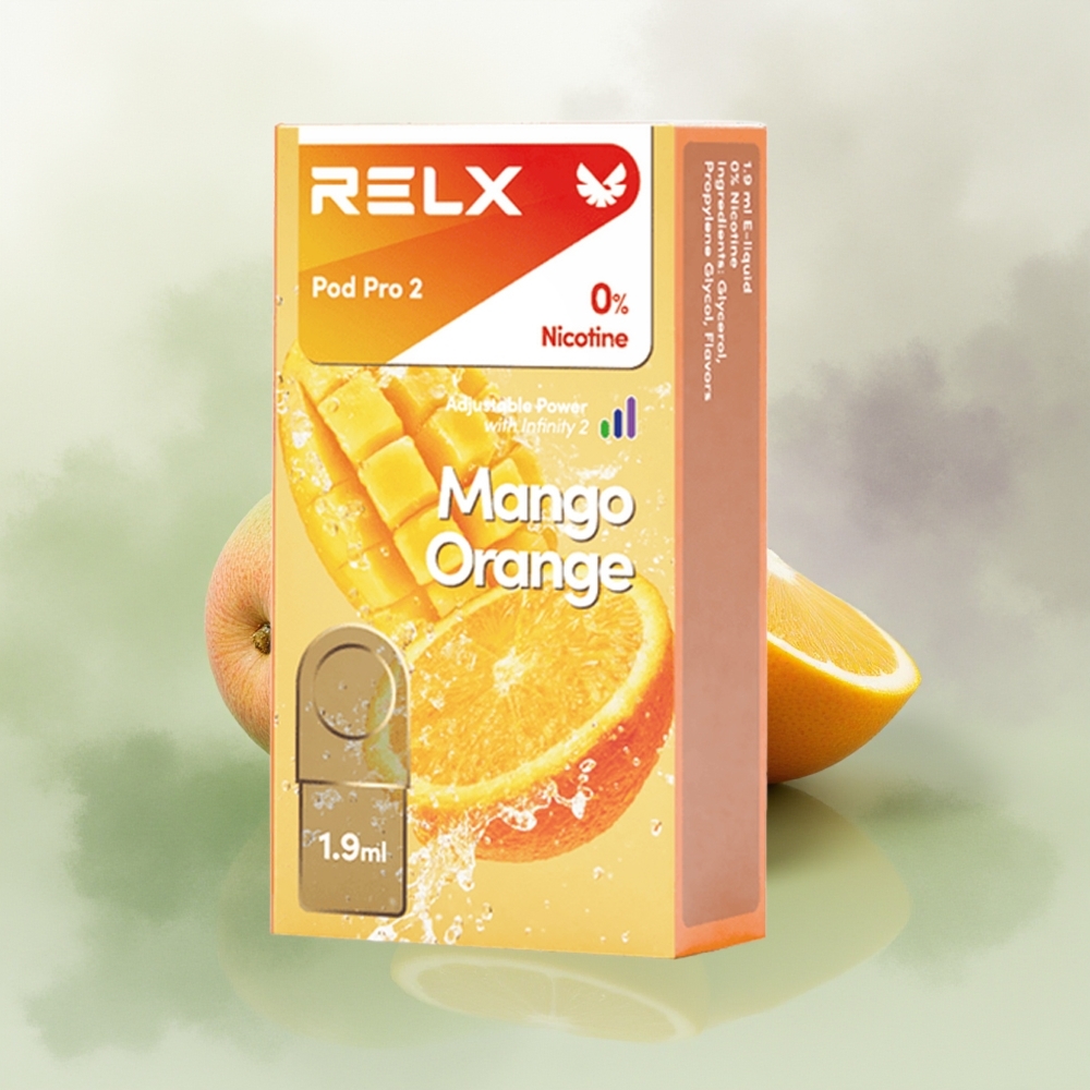 Wholesale Pakistan Relx Pod Pro 2 Vape Device Mango Orange 0mg/ml Nicotine Contain