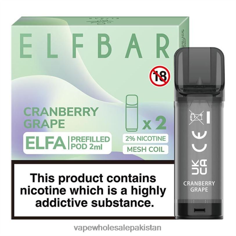 Cheapest Vape Wholesale Cranberry Grape D42RL334 ELFBAR Elfa Pre-Filled Pod - 2ml - 20mg (2 Pack)