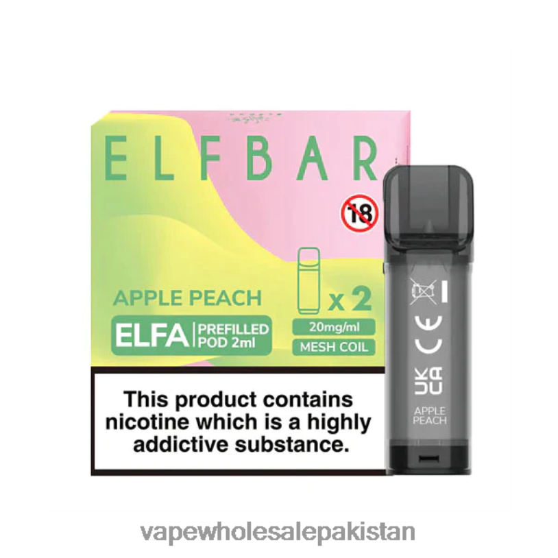 E Cigarette Wholesale Apple Peach D42RL325 ELFBAR Elfa Pre-Filled Pod - 2ml - 20mg (2 Pack)