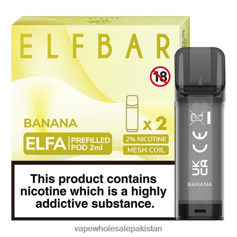 E Cigarette Wholesale Banana D42RL315 ELFBAR Elfa Pre-Filled Pod - 2ml - 20mg (2 Pack)