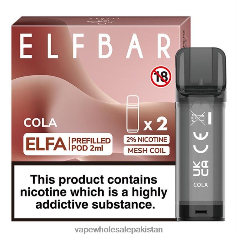E Cigarettes Wholesale Suppliers Cola D42RL319 ELFBAR Elfa Pre-Filled Pod - 2ml - 20mg (2 Pack)