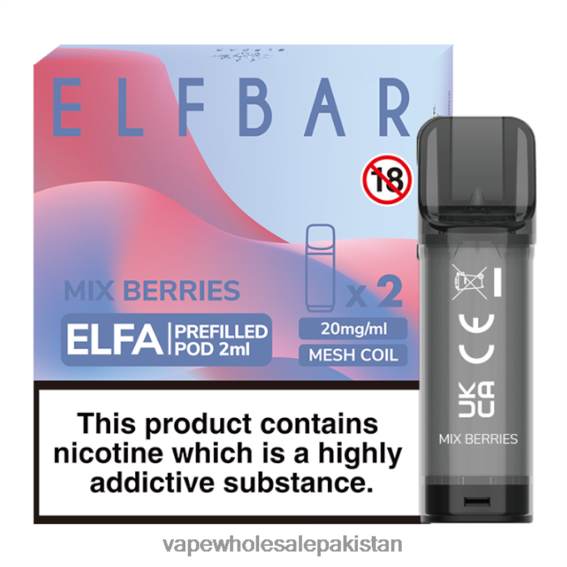 E Cigarettes Wholesale Suppliers Mix Berries D42RL339 ELFBAR Elfa Pre-Filled Pod - 2ml - 20mg (2 Pack)