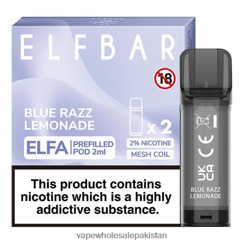 Electronic Cigarette Wholesale Blue Razz Lemonade D42RL327 ELFBAR Elfa Pre-Filled Pod - 2ml - 20mg (2 Pack)