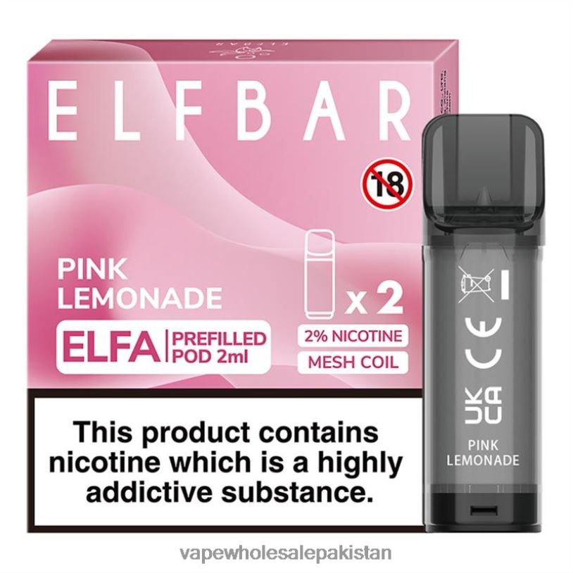 Electronic Cigarette Wholesale Price Pink Lemonade D42RL320 ELFBAR Elfa Pre-Filled Pod - 2ml - 20mg (2 Pack)