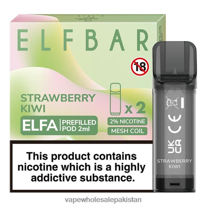 Electronic Cigarette Wholesale Strawberry Kiwi D42RL317 ELFBAR Elfa Pre-Filled Pod - 2ml - 20mg (2 Pack)