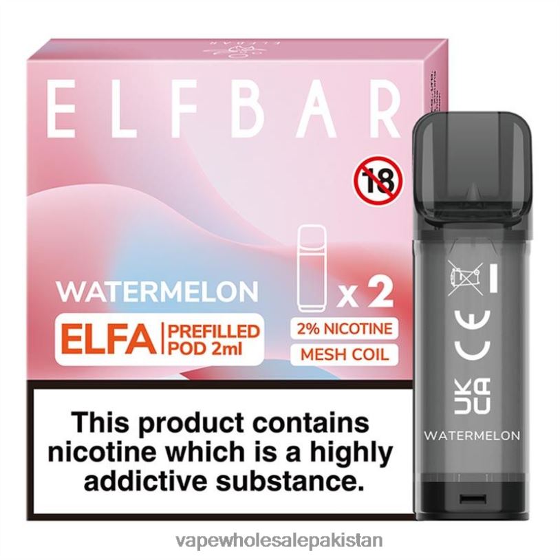 Electronic Cigarette Wholesale Supplier Watermelon D42RL318 ELFBAR Elfa Pre-Filled Pod - 2ml - 20mg (2 Pack)