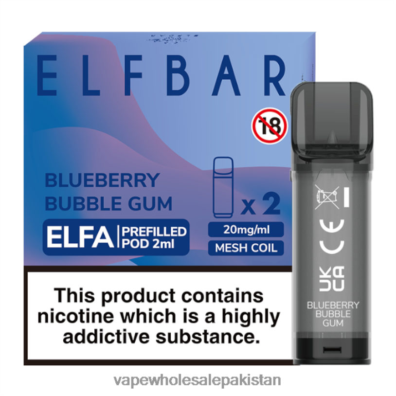 Vape Companies In Pakistan Blueberry Bubble Gum D42RL333 ELFBAR Elfa Pre-Filled Pod - 2ml - 20mg (2 Pack)