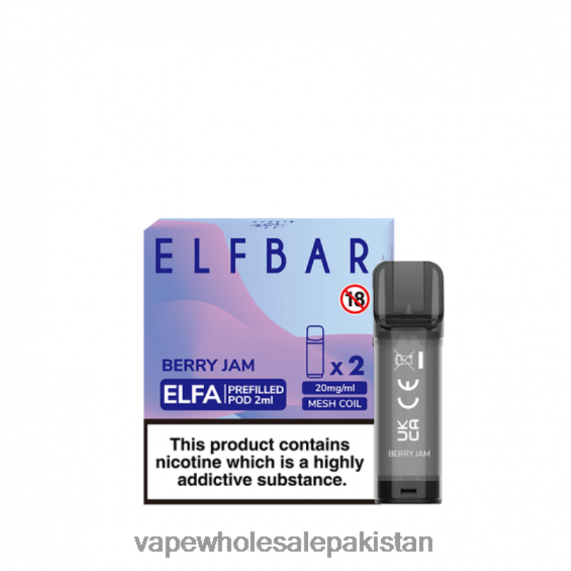 Vape Wholesale Pakistan Berry Jam D42RL341 ELFBAR Elfa Pre-Filled Pod - 2ml - 20mg (2 Pack)
